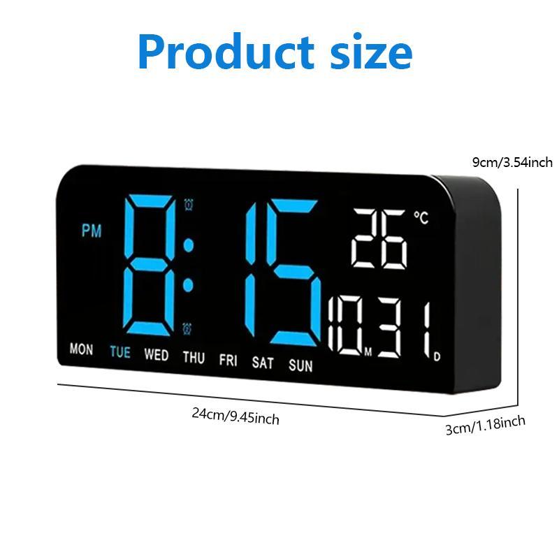 LED Digital Alarm Clock with Dual Alarm, Digital WallClock for Home Bedroom & Office, 10"Large Display12/24H Desk Clock with Temperature/Humidity/Week/Adjustable Dimmer, Minimalist Clock Lights Set, NewYear's Day Decorations, Valentine's Day Gifts