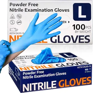 Medical Nitrile Exam Gloves, Latex-Free & Powder-Free Non-Sterile Food Safe Cleaning Disposable Glove, 100 Pcs Supmedic