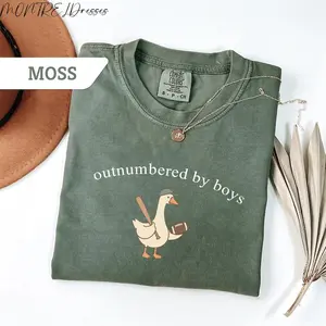 Outnumbered By Boys Shirt Funny Goose Mom Tee, Baseball Mom Shirt, Sports Mom Gift, Boy Mom Shirt Cute Goose Tee, Game Day Outfit