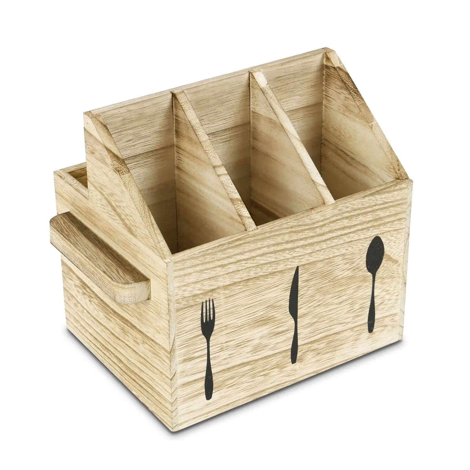 #HOW2304 Wooden Sliverware Holder Flatware Utensil Caddy with Handles