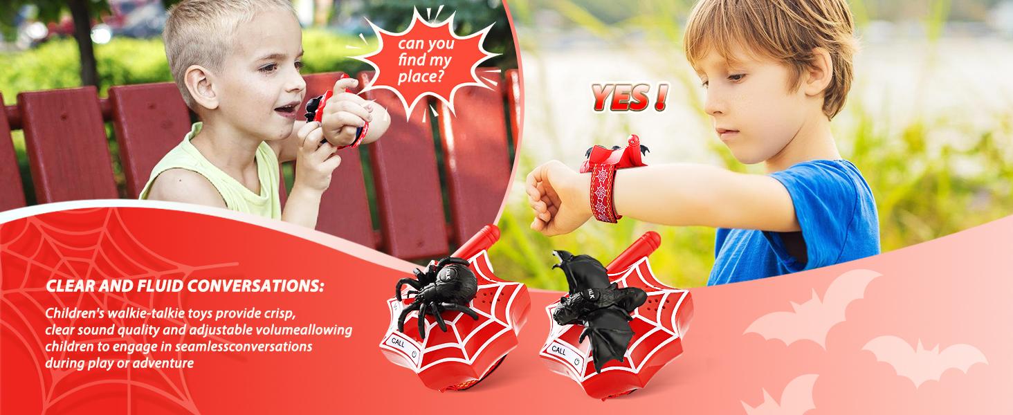 Fygurso Dinosaur Walkie Talkies for Kids, 3280 Ft 3 Channel Two-Way Walkie Talkies Dinosaur & Spider 2 Pack Audio Spy Device Multicolor