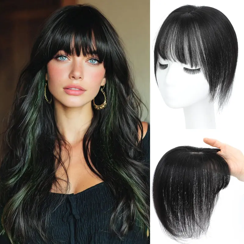 Hair Toppers for Women Real Human Hair Clip in Bangs 360  display picture 3