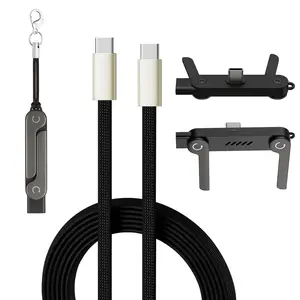 240W USB-C to USB-C Fast Charging Cable with Built-in Foldable Phone Stand  | Compatible with iPhone 15/16 Series, Samsung Galaxy, Google Pixel, iPad Pro, MacBook & All USB-C Devices | Hands-Free Viewing for Cooking, Gaming, and Streaming