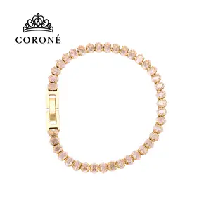 CORONÉ Oval CZ Tennis Bracelet for Women Stainless Steel Hypoallergenic Tarnish-Free Waterproof