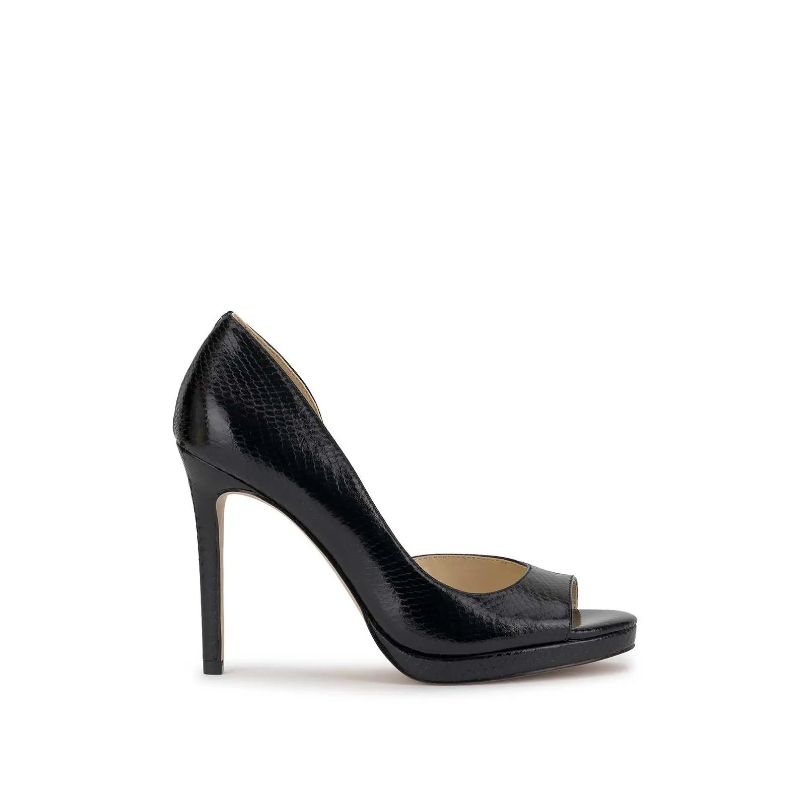 Kimli Peep Toe Pump in Black Snake