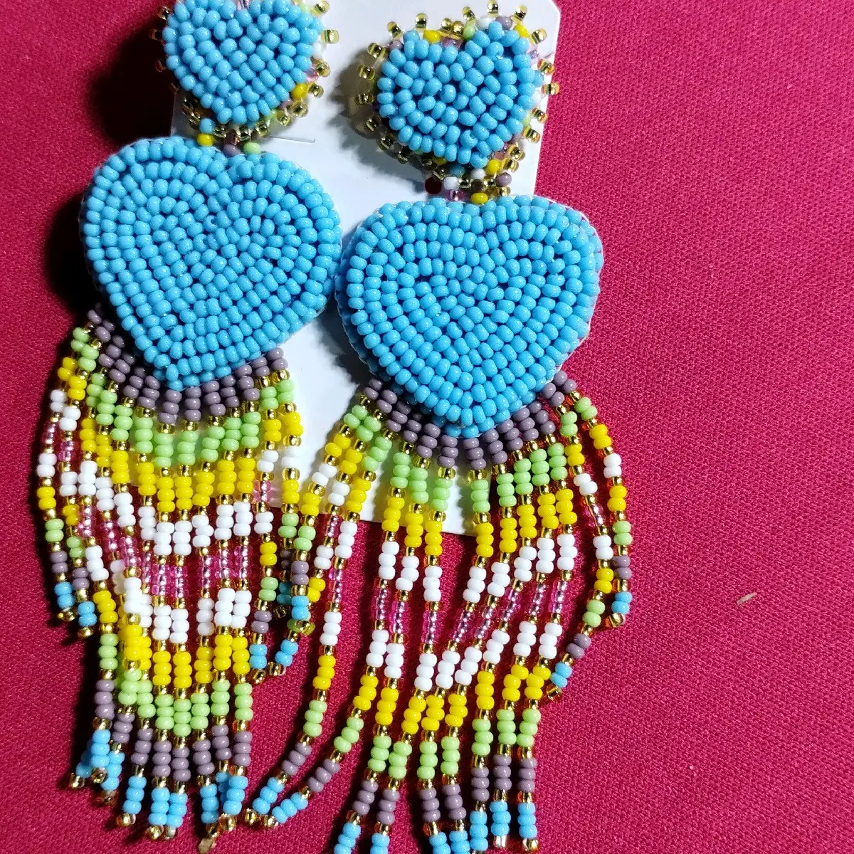 heart beaded earrings