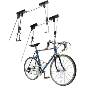 Ceiling Mount Bike Hoist Set of 2 Bike Hangers Pulley System