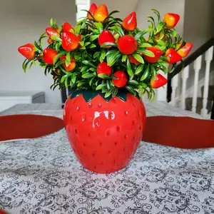 Handcrafted Strawberry Ceramic Vase - Unique Vintage-Inspired Design with Durable Ceramic Material for Floral Arrangements flower vase Decor Ornaments Decorative