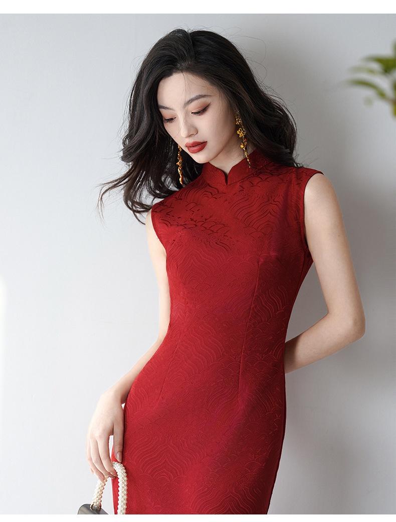 Chinese Red Simple Temperament Dress
