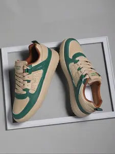 Men's Fashionable Lace Up Sporty Low Top Sneakers, Casual Comfortable Sports Shoes for Daily Wear, Breathable Lightweight Trainer for All Seasons