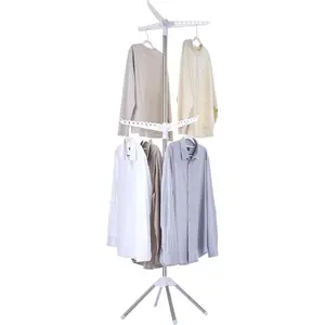 Foldable Clothes Drying Rack, 74.8 Inch 2-Tier Laundry Drying Rack with Rotating Clothes Rail, Holds 54 Pieces of Clothes, Space Saving Indoor Stainless Steel Drying Rack, White and Silver