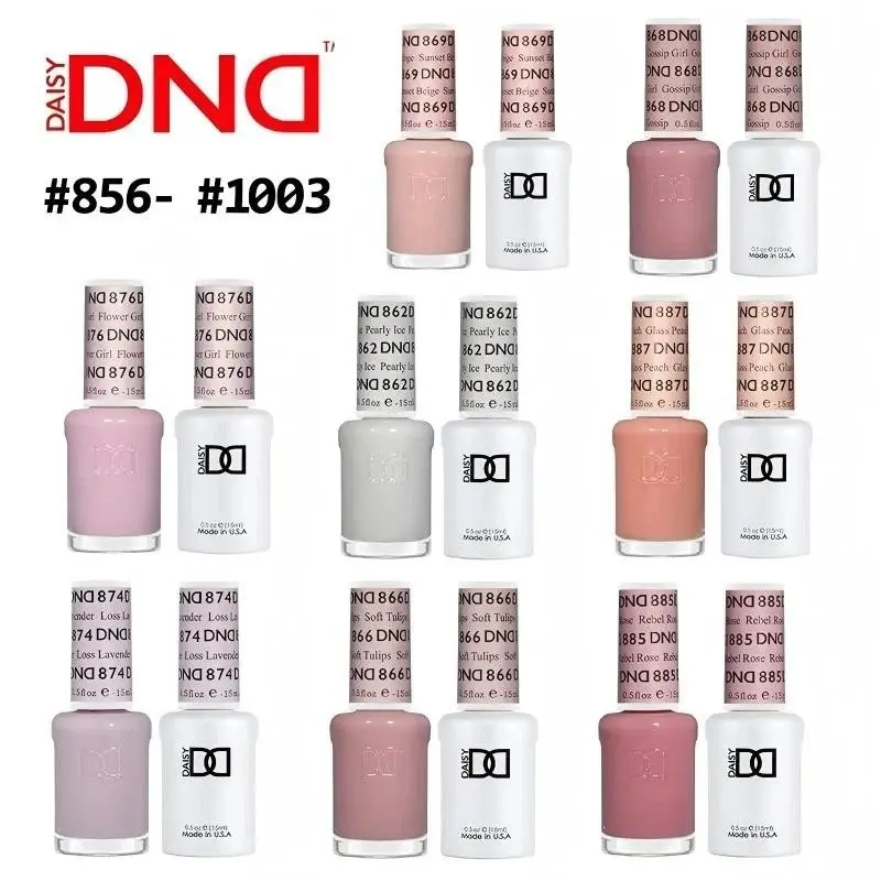 DND Gel & Regular Nail Polish Duo Set - 0.5oz Each, Shades #856-#1003 Custom Color Selection for Beauty Nail Care Needs