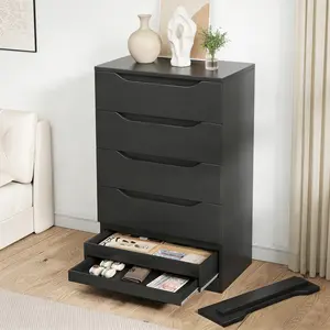 Jocoevol Simple and modern style five-drawer chest with hidden compartment, 70x40x115cm, black.