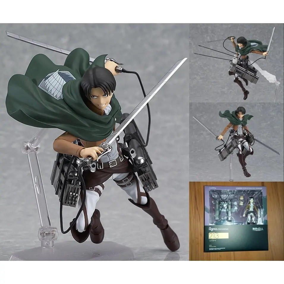 Anime Figure Attack On Titan Levi Ackerman Standing Holding Sword Detachable Model Toy PVC Collection Desktop Ornaments 14CM