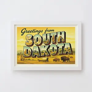 South Dakota Postcard Art Print