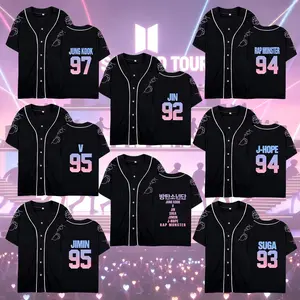 Kpop Baseball Jersey Unisex, Custom Name Number Fan Shirt, Korean Style Concert Outfit, Casual Streetwear Tee, World Tour Gift