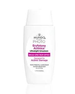 Mundo Natural Photo Eryfotona Actinica Ultralight Emulsion SPF50+ Broad Spectrum Mineral Sunscreen Water Resistant for Daily Use