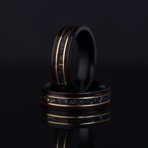 Everlasting Ember - Burnt Whiskey Barrel Ring with Meteorite, 6mm Width