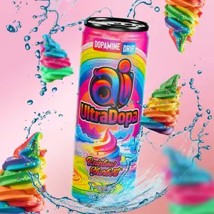 Ai UltraDopa Rainbow Sherbert - Natural Energy Drink - Sugar Free, 225mg  Caffeine, Enhanced Focus, Energy and Alertness, 12 cans x 12 fl oz