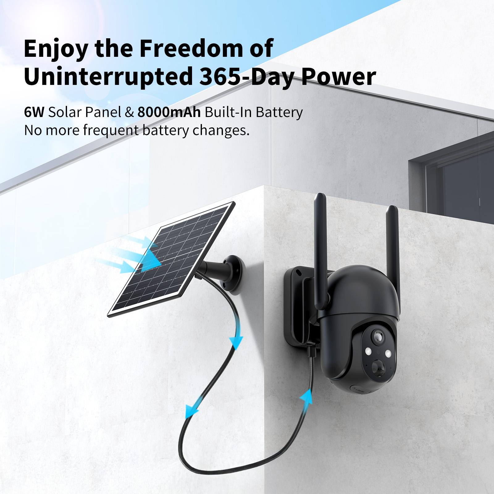 4G LTE Cellular Solar Surveillance Black Security Camera – 2K HD Video 360° View,NoWiFi, Remote APP Controlled,WaterProof,MotionActivated, NightVision, 4GData Card Included (Data refill is required for Unlimited 4G data usage) Connection