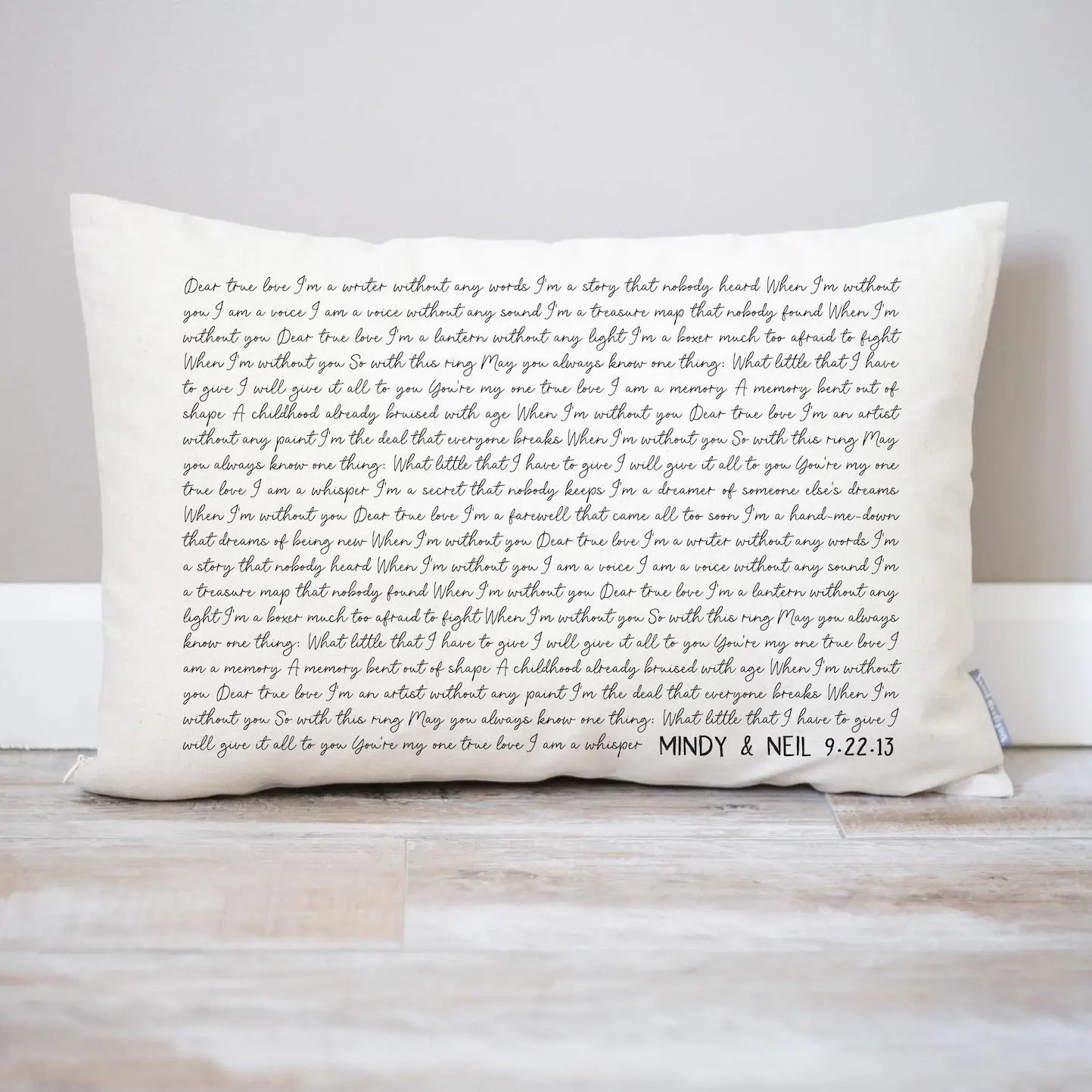 Personalized Song Lyric Pillow | 2nd Anniversary Cotton Gift | Wedding Song Gift for Her | Song Lyric Gifts