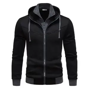Men's Zip-Up Hooded Jacket, Casual Slim Fit Colorblock Hoodie, Lightweight Outerwear, Street Style Hooded Jacket, Unisex Zip-Up Hoodie, Casual Fashion Style