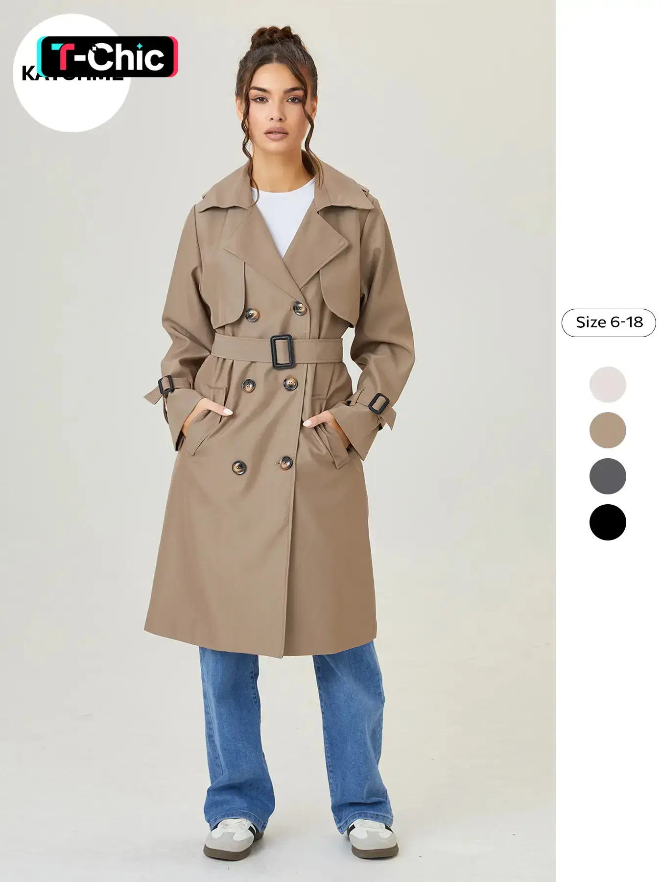 Over Knee Mid-Length Loose Fit Long Sleeve Trendy Lady Coat Jacket, Elegant Style, Plain Pattern, Fall & Winter Fashion, Women's Outerwear, Casual Fashionable Outerwear, Womenswear, Casual Jackets