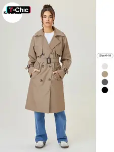 Over Knee Mid-Length Loose Fit Long Sleeve Trendy Lady Coat Jacket, Elegant Style, Plain Pattern, Fall & Winter Fashion, Women's Outerwear, Casual Fashionable Outerwear, Womenswear, Casual Jackets