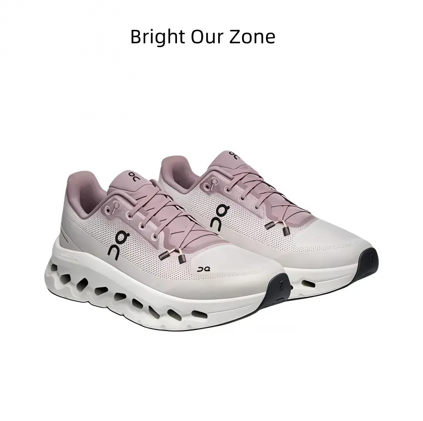 Dusty Pink White Gradient Hollow Cutout Midsole Running Shoes Soft Elastic Energy Return Cushion Breathable Fine Mesh Trainers Women City Plaza Morning Jogging