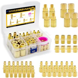 45 count Air Coupler Plug Kit 1/4"NPT Air Tool Fittings Quick Connect Air Hose Fittings Compressor Accessories Connectors