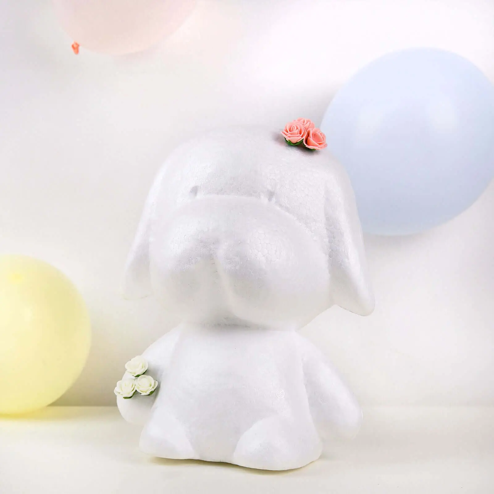 12.5" DIY White 3D Modeling StyroFoam Puppy, Polystyrene Craft Foam Animal
