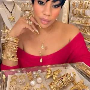 Red Gold Tone Flower Stud Fashion Earrings with Enamel Metal Butterfly Closure for Stylish Outfits