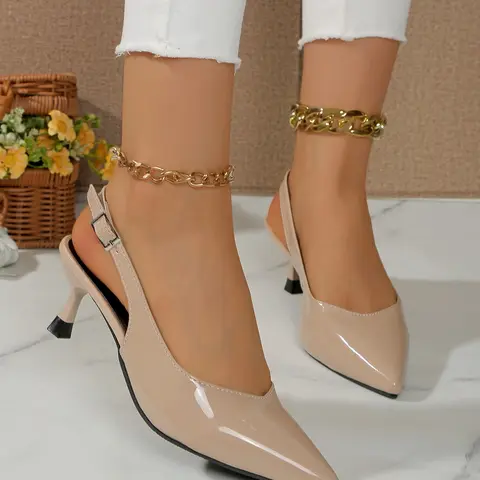 Women's Fashion High Heel Shoes, Simple Versatile New Pointed Toe Strap Elegant Pu Leather Sandals, Sexy Stiletto Thin Heel Summer Shoes for Women, Footwear