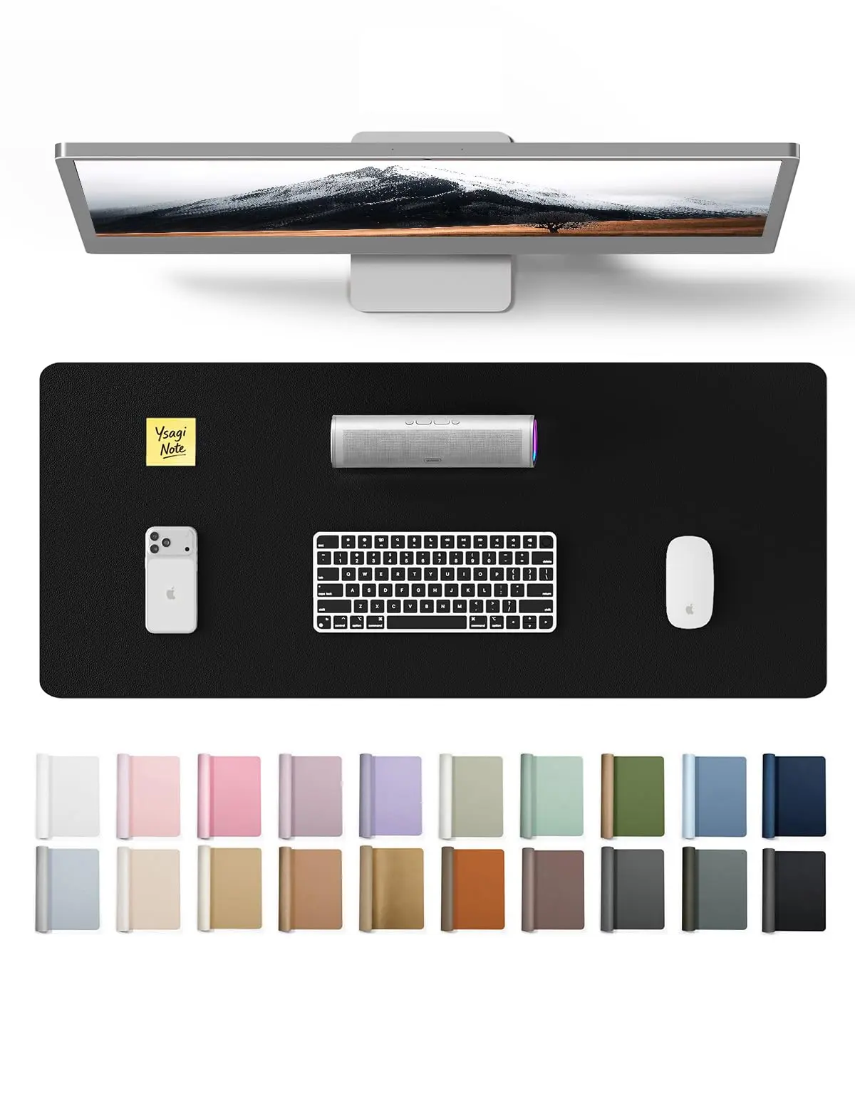 Leather Office Desk Pad Protector Large Mouse Pad Non Slip PU Leather Waterproof Desk Blotter Writing Pad for Laptop Office Home Desk 23.6 x 13.8 Inch Black