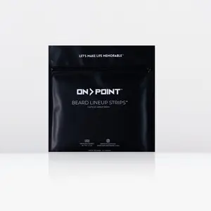 Beard Lineup Strips - Beard Line Up, Beard Shaper & Beard Shaping Tool for Men.  Get sharp clean lines with our adhesive strips that have curved and straight edges which accommodates various beard styles.  One package provides 5 lineups.