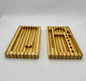 Two-Toned Bamboo Magnetic Rolling Tray
