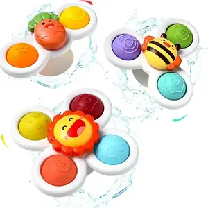 3pcs Baby Suction Cup Spinning Top Bath Toys, Colorful Spinning Top Toys, Bath Ball Cup, Sensory Bath Toys & Birthday Gifts for Boys & Girls, Toddlers & Babies