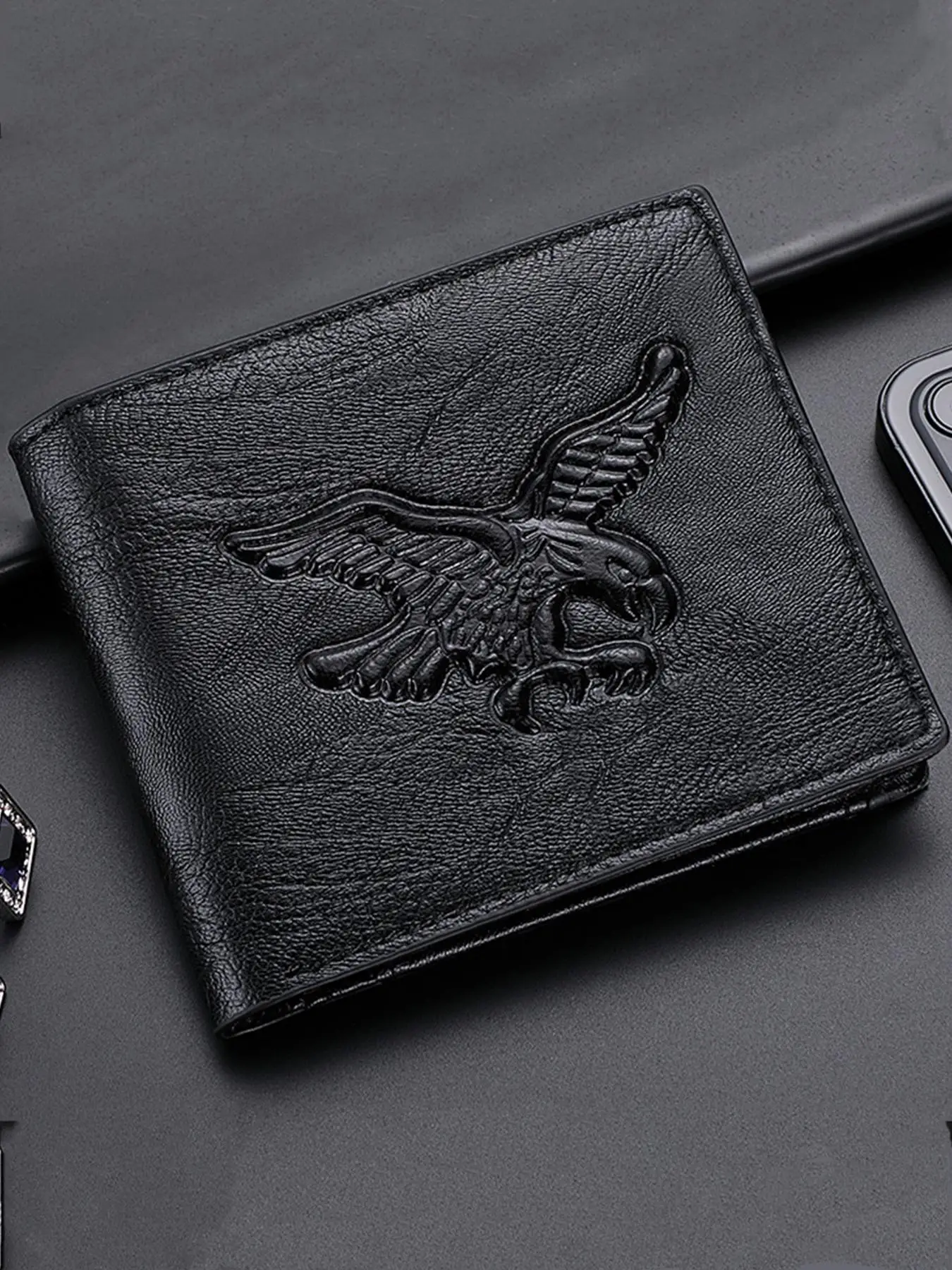 Men's Eagle Pattern Short Wallet, Casual Pu Leather Vintage Card Holder, Casual Trendy Versatile High-quality Daily Wallet for Men for Birthday Gift