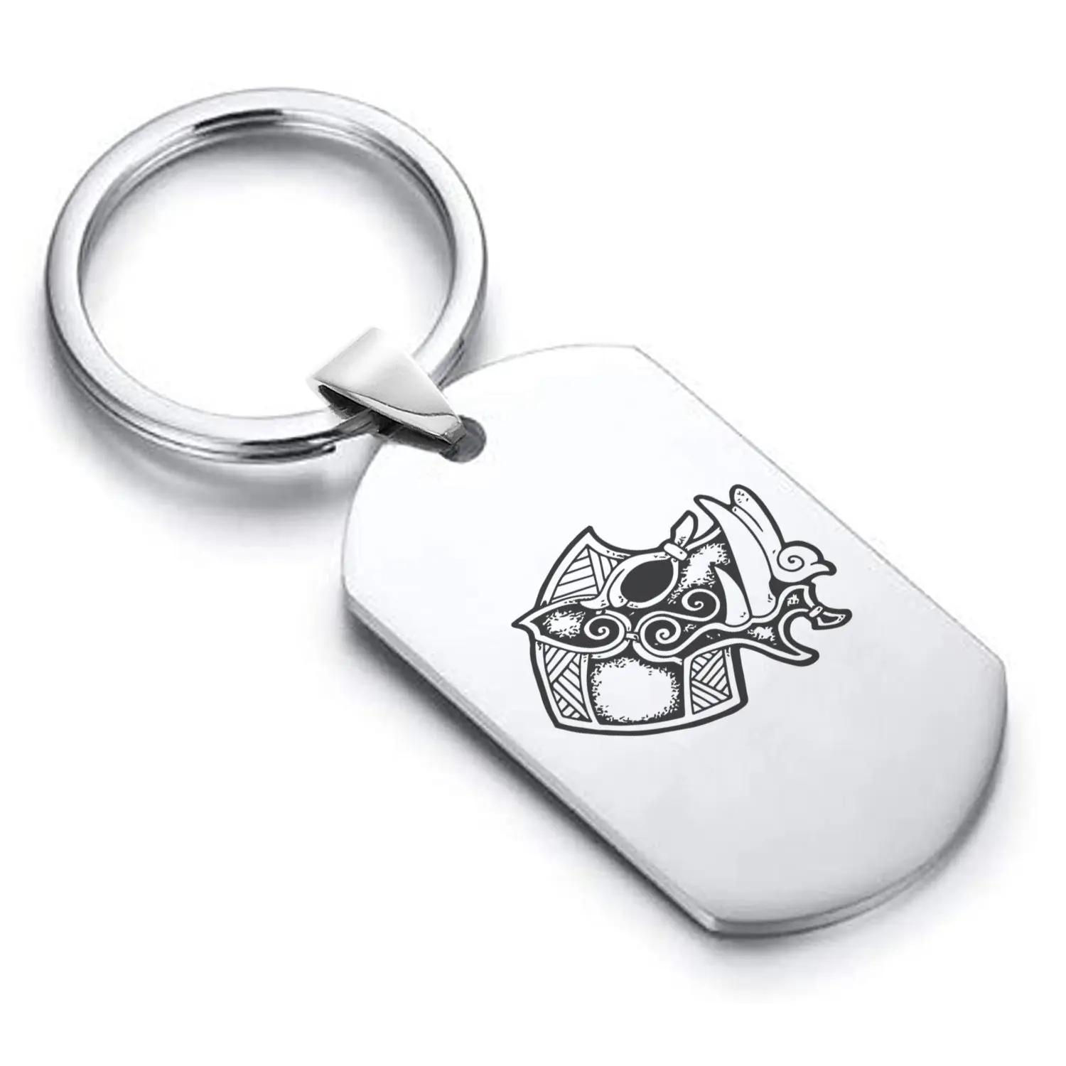 Stainless Steel Viking Battle Boar Dog Tag Keychain