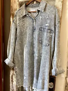 Distressed Denim Button Shirt