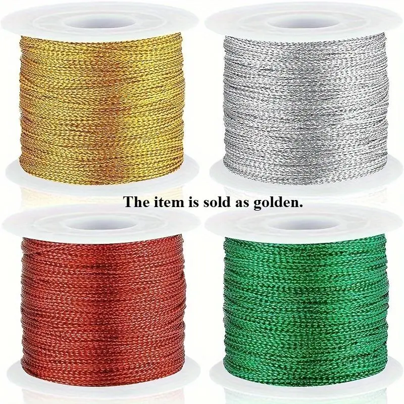 1 Roll Golden Braided Rope Twine Ribbon Wedding Packing Cords Rope DIY Handmade Craft String Home Festival Party Decoration, Gift Wrapping Rope Synthetic Rope