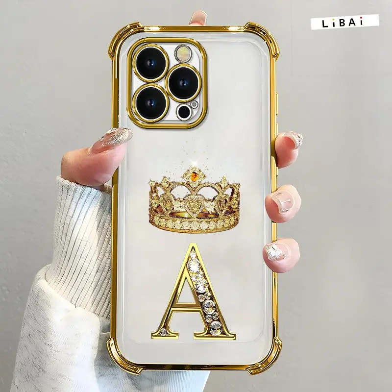 Suitable for [iPhone 13 Pro] New high-end crown electroplated gold edge mobile phone case new business simple explosion-proof mobile phone case affordable anti-fall anti-fingerprint-888