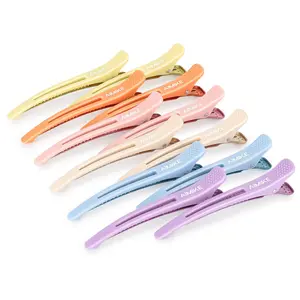 AIMIKE Hair Clips for Styling Sectioning, No Crease Duck Billed Hair Clips with Silicone Band, Hair Roller Clips, Hair Styling Clips for Women, Salon Sectioning Clips, Hair Cutting Clips,Macaron