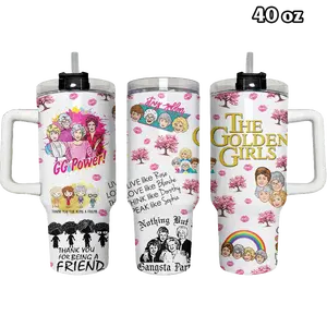 Classic 80s Sitcom Tumbler 40oz, Stay Golden Drinkware For Women Girls, Portable Car Cup Holder, Thank You For Being A Friend Retro Gift Idea | 010426.R0040.ID03