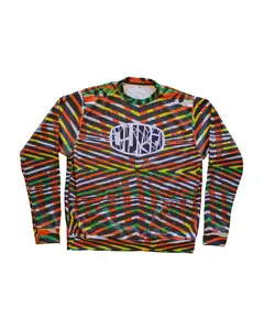 Rootlet Slipover Crewneck Optical Stripe Abstract Pattern for Streetwear Studios Visual Artwear Vivid Directional Linework Futuristic Geometry Statement Piece Apparel Design