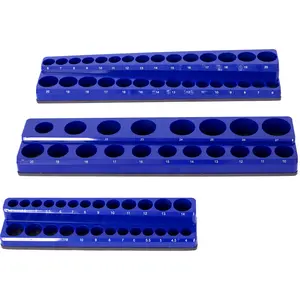 Hardware metric Magnetic Socket Organizers, Socket Organizers for Toolboxes, Socket Organizer, Magnetic Socket Holder, Black Tool Box Organizer.3set,blue,Metric