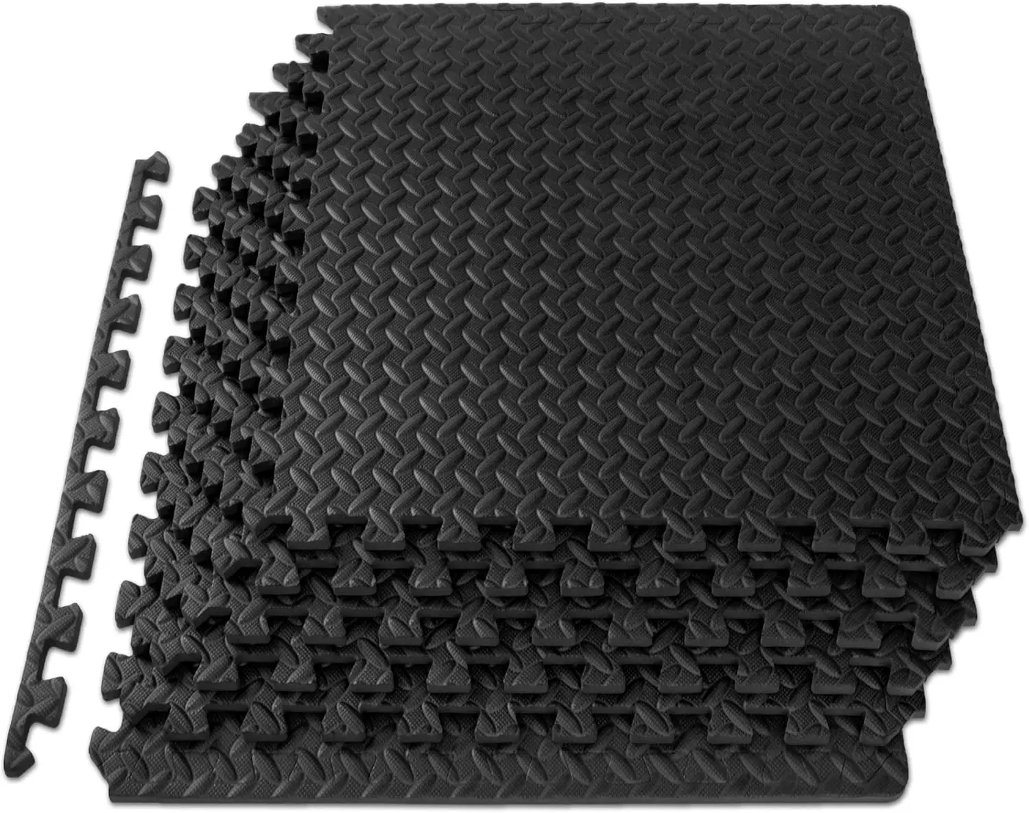 ProsourceFit Exercise Puzzle Mat ½-inch, EVA Interlocking Foam Floor Tiles for Home Gym, Workout Equipment, Kids Play Areas, Black, 24 SQ FT - 6 Tiles