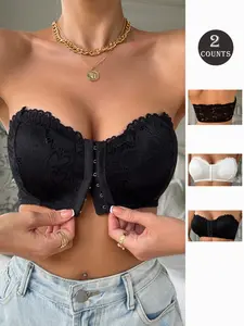 Women's Lace Bralette Set, Strapless, Wireless Underwear Bras, Comfortable Wireless Design, Solid Color, Perfect for Everyday Wear & Layering, Ideal Gift for Her