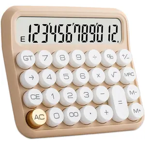 Calculators,  Desk Calculator, Basic Standard Calculator,12 Digit Large LCD Display Big Button for School,  & Business Use,  Desk Accessories(Beige)