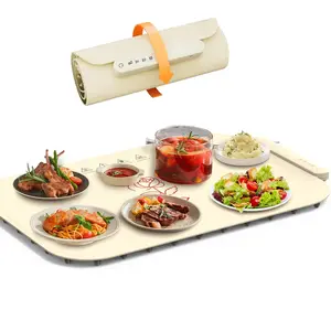 Silicone Electric Heating Tray, Rollable Foldable Food Warmer Pad, 10 Second Fast Heat, 3 Temperature Settings, Portable for Parties
